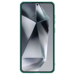 Чехол зеленого цвета (Dark Green) с защитной шторкой для камеры от Nillkin на Samsung Galaxy S25, серия CamShield Pro Case