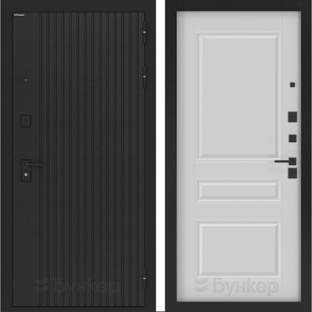 Входная металлическая дверь Бункер HIT Хит B-06 черный кварц / ФЛ-711 Белый софт