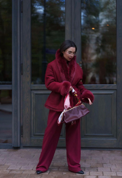 Дубленка двусторонняя бургунди