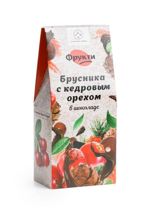 Фрукти "Брусника с кедровым орехом" / шоколад 72% / картон / 120 гр / Солнечная Сибирь