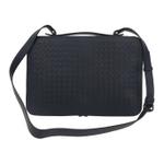 Bottega Veneta Leather Laptop Bag Men"s Marine Blue