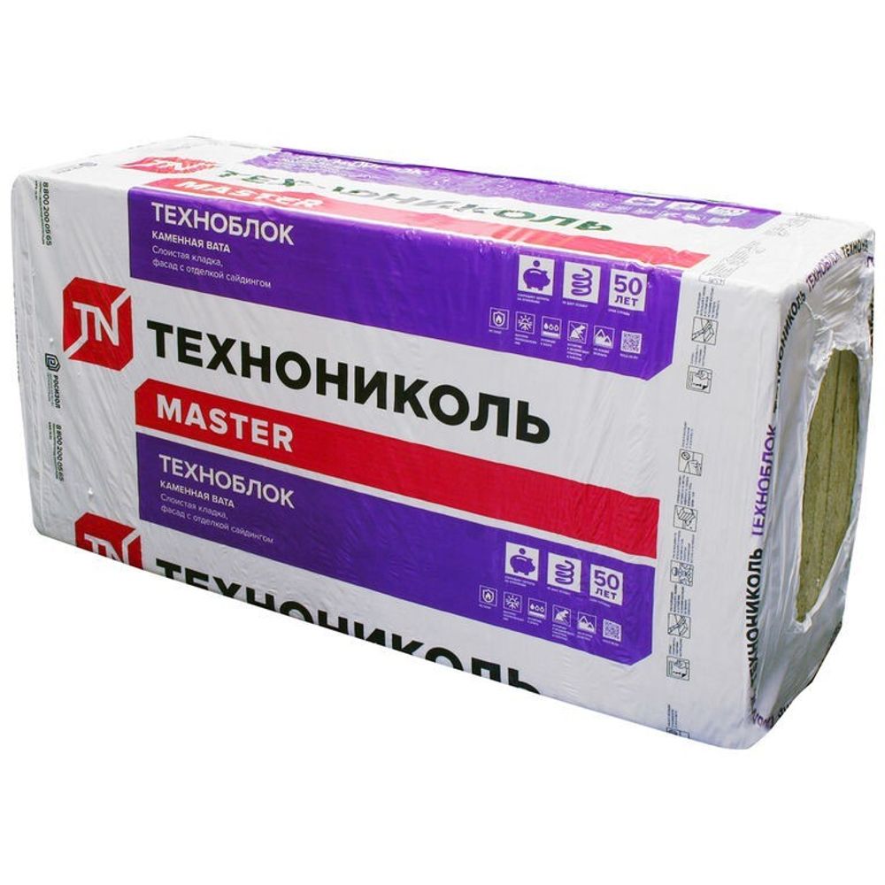 Утеплитель ТехноНИКОЛЬ Техноблок Стандарт 45кг/м³ (1200х600х100 мм) 6 шт