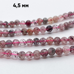 Бусины Кварц "Клубничный", диаметр 4,3-4,6 мм, цена за 42-43 шт (1/2 нити)