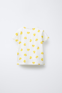 ZARA ПИЖАМА В РУБЧИК С ПРИНТОМ «УТЯТА», ЭКРЮ