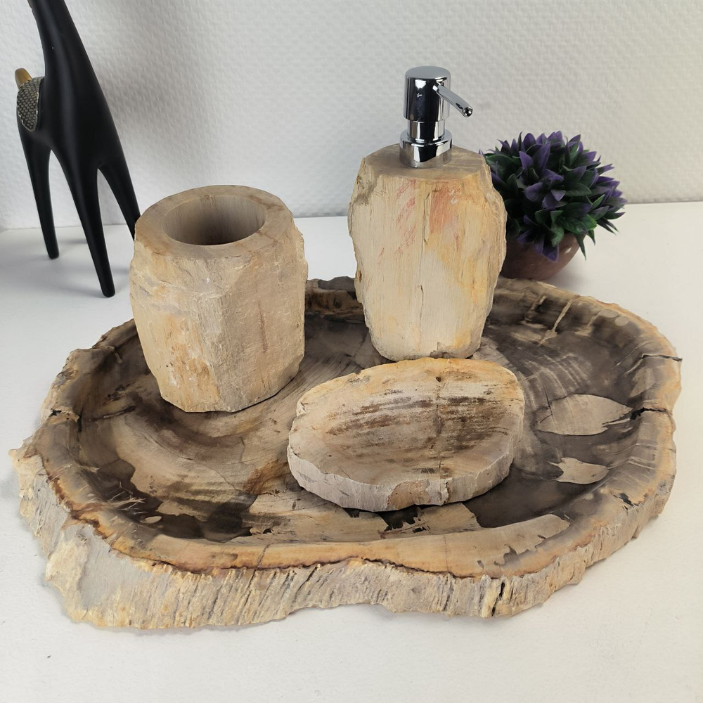 Набор из окаменелого дерева 4 предм Fossil Set NF-63066 поднос 30см*44см