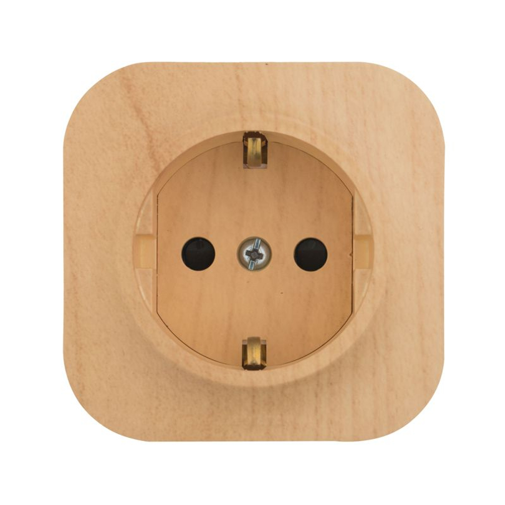 Розетка 1-м ОП Quteo 16А IP20 250В 2P+E с заземл. защ. шторки дерево IEK 782280