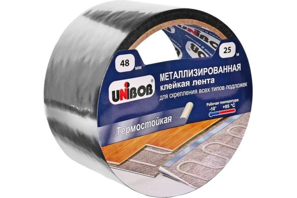 Клейкая лента металлизированная для скрепления подложек 48мм*25м UNIBOB