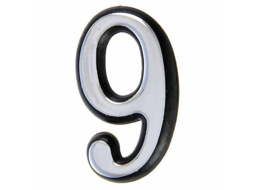 Цифра дверная "9" пластик хром Аллюр (20шт/уп)
