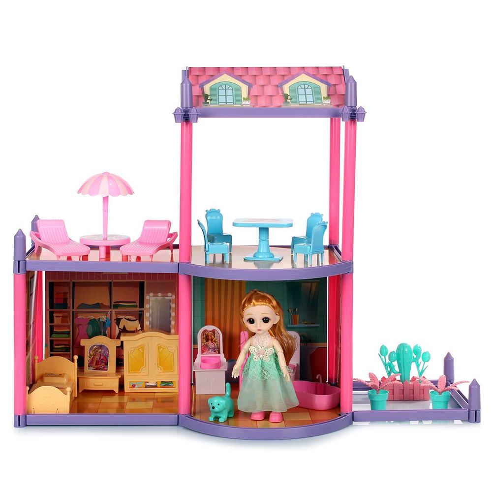 Дом для куклы с куклой и мебелью коробка ABL1008