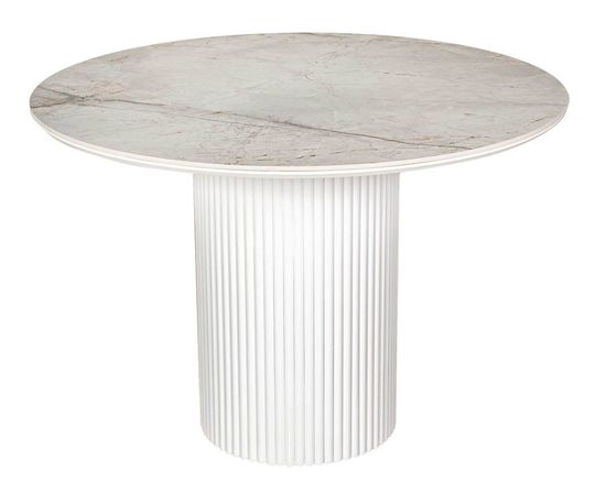 Стол DUBAI 120 Silvern gloss / white velvet