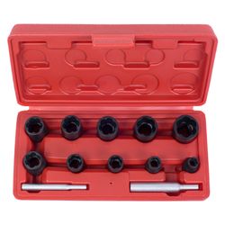 МАСТАК (109-30012C) Набор торцевых головок для поврежденных гаек и болтов, 8-21 мм, кейс, кейс, 12 предметов