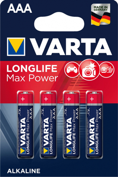 Батарейка Varta Longlife Max Power  AAA/LR03 , ( 4 ) шт. в блистере, 04703101404