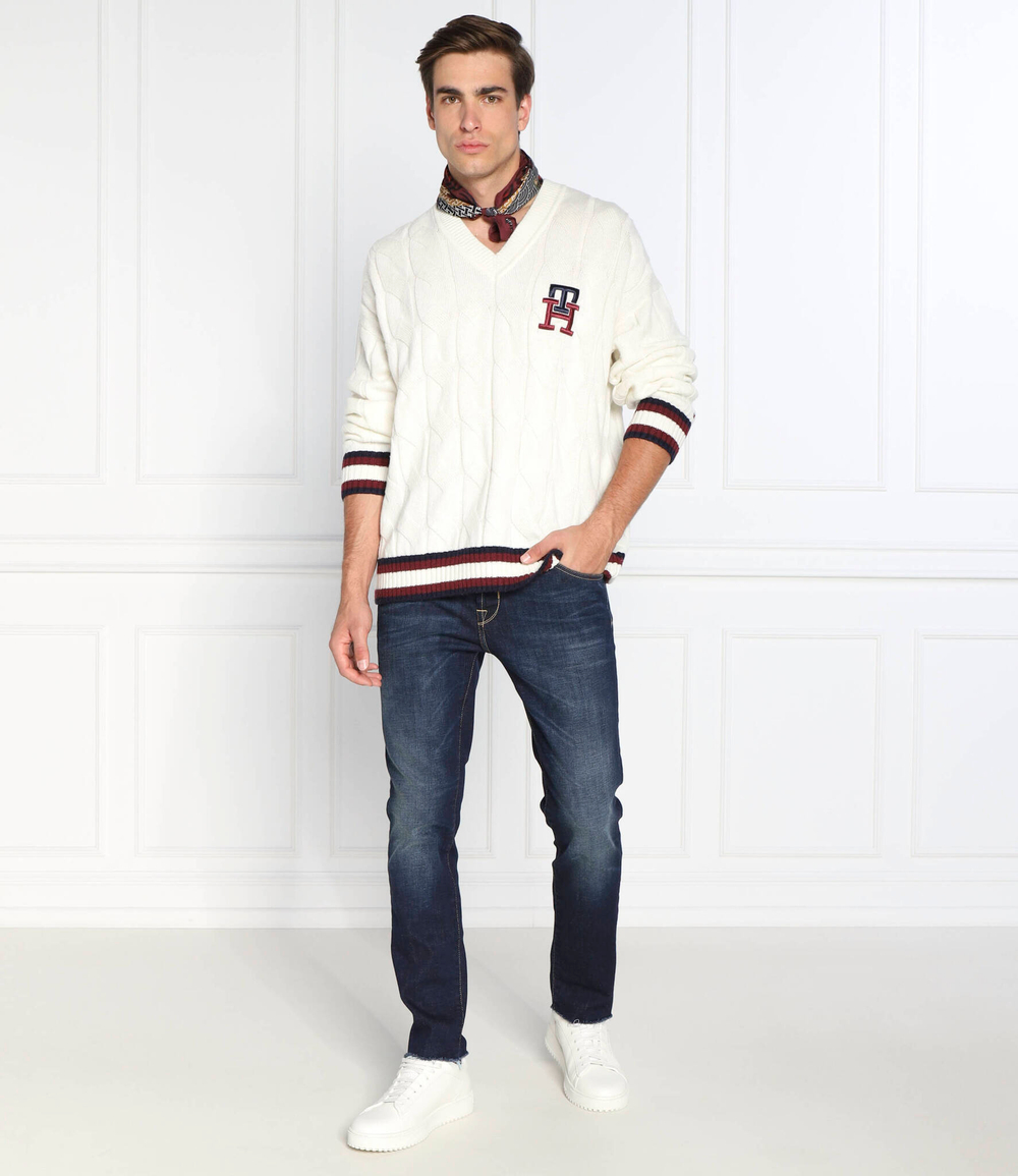 Хлопковый свитер monogram cable cricket Tommy Hilfiger - кремовый (MW0MW27764)