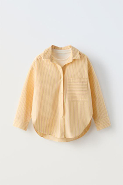 ZARA РУБАШКА В ПОЛОСКУ С ТОПОМ В РУБЧИК, СВЕТЛО-ЖЕЛТЫЙ