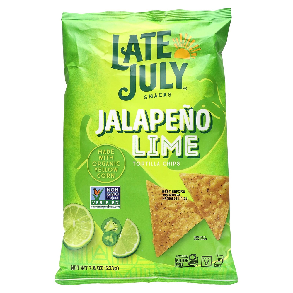 Late July, чипсы из тортильи, халапеньо и лайм, 221 г (7,8 унции)