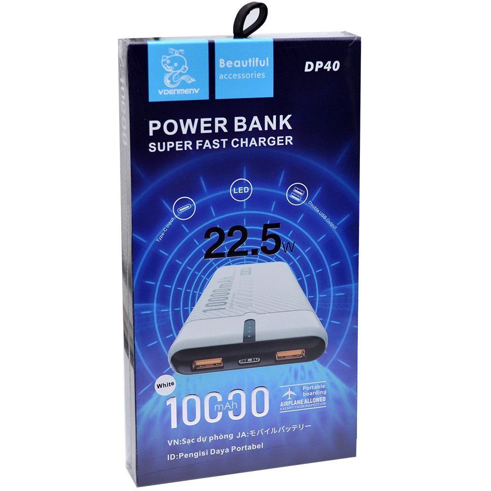 Портативный аккумулятор DENMEN DP40 10000 mAh 22.5W (черный)