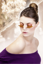 Жёлто-коричневые пушистые ресницы-перья (Цвет: коричневый)