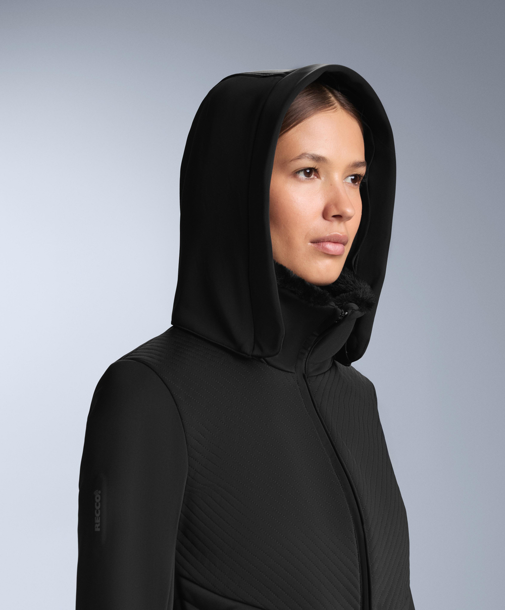 Oysho Водонепроницаемый облегающий эластичный горнолыжный комбинезон, черный