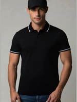 5246 Футболка-поло мужская супрем с лайкрой черный (56-3XL)