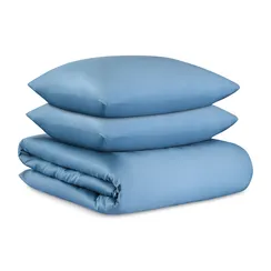 Комплект постельного белья из премиального сатина джинсово-синего цвета из коллекции essential, 200х