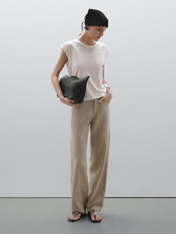 Massimo Dutti Футболка из 100% льна, светло-желтый