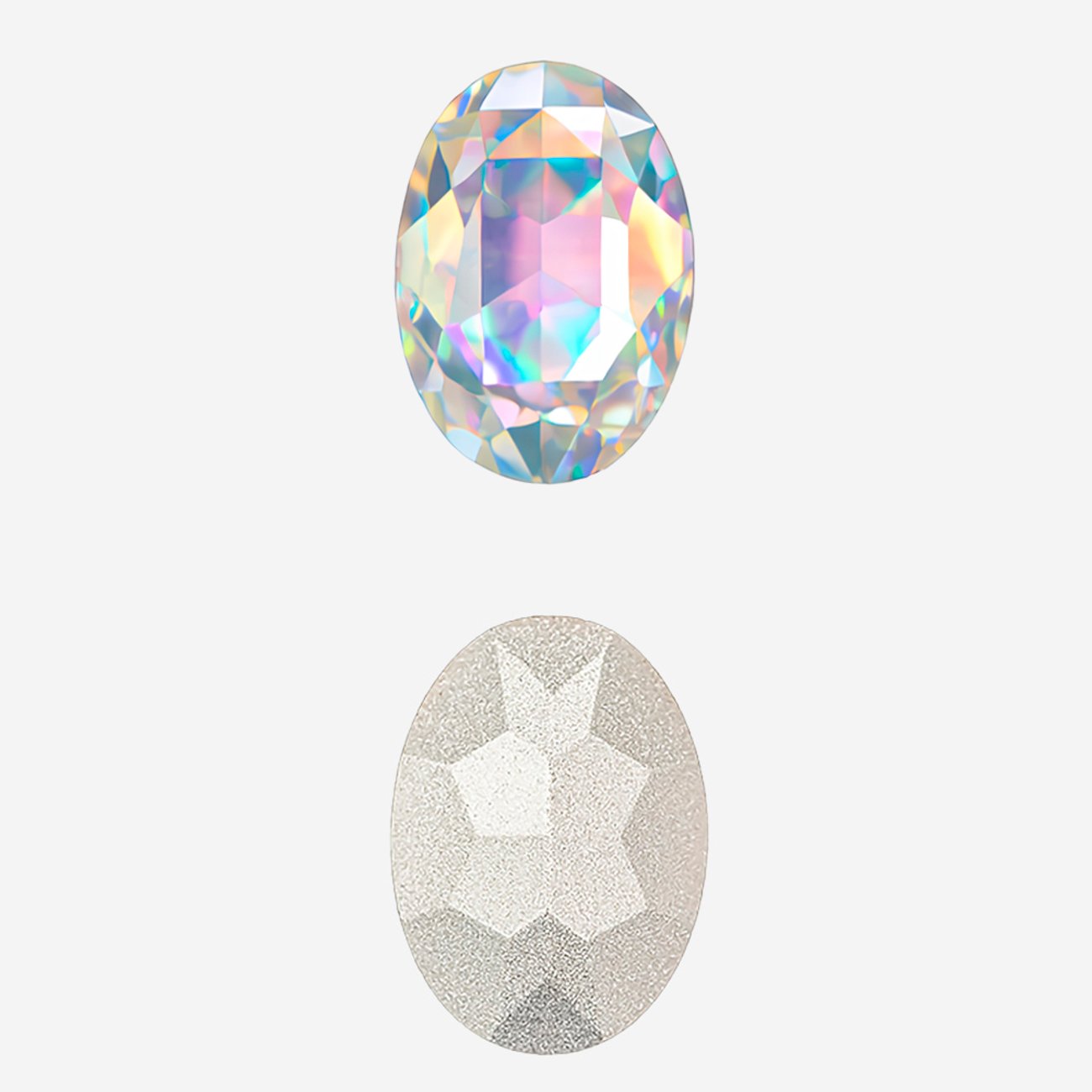 Кристалл Овал (Oval Fancy Stone), оттенок "Северное Сияние"/"Aurore Boreale", 14*10мм