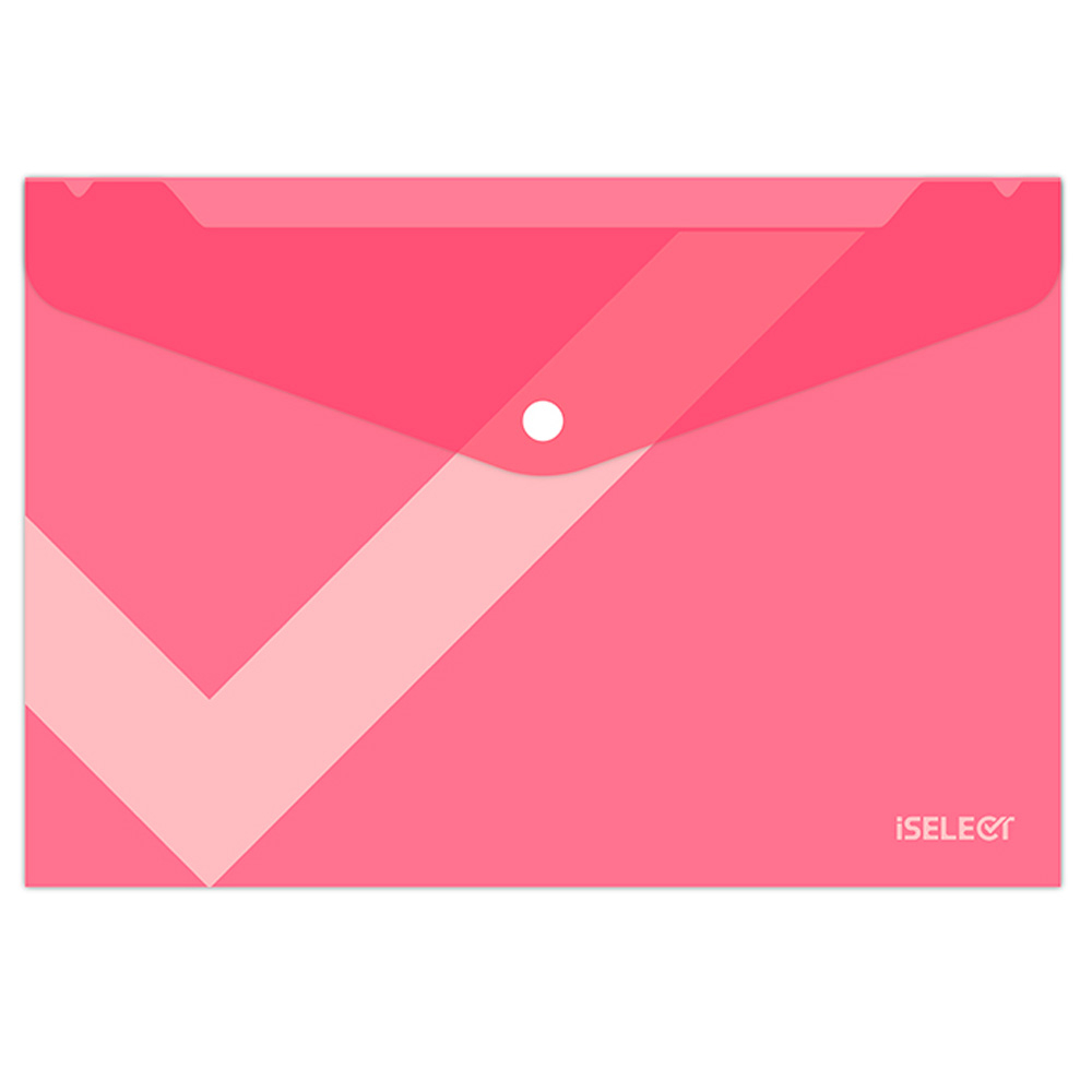 Папка-конверт на кнопке i Select, А4, 0,12 мм, розовая