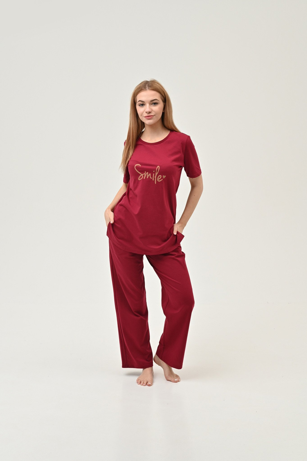 Брючная пижама Smile цвет бордовый