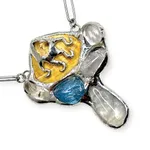 Подвеска Reglow Lab waves Wv-Pn-3 аквамарин ракушка горный хрусталь