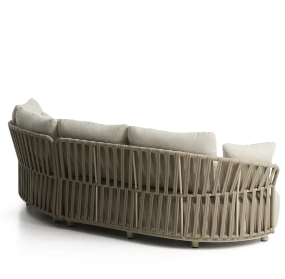 Уличный модульный диван Osani из алюминия экрю и веревки цвета таупе 274 см