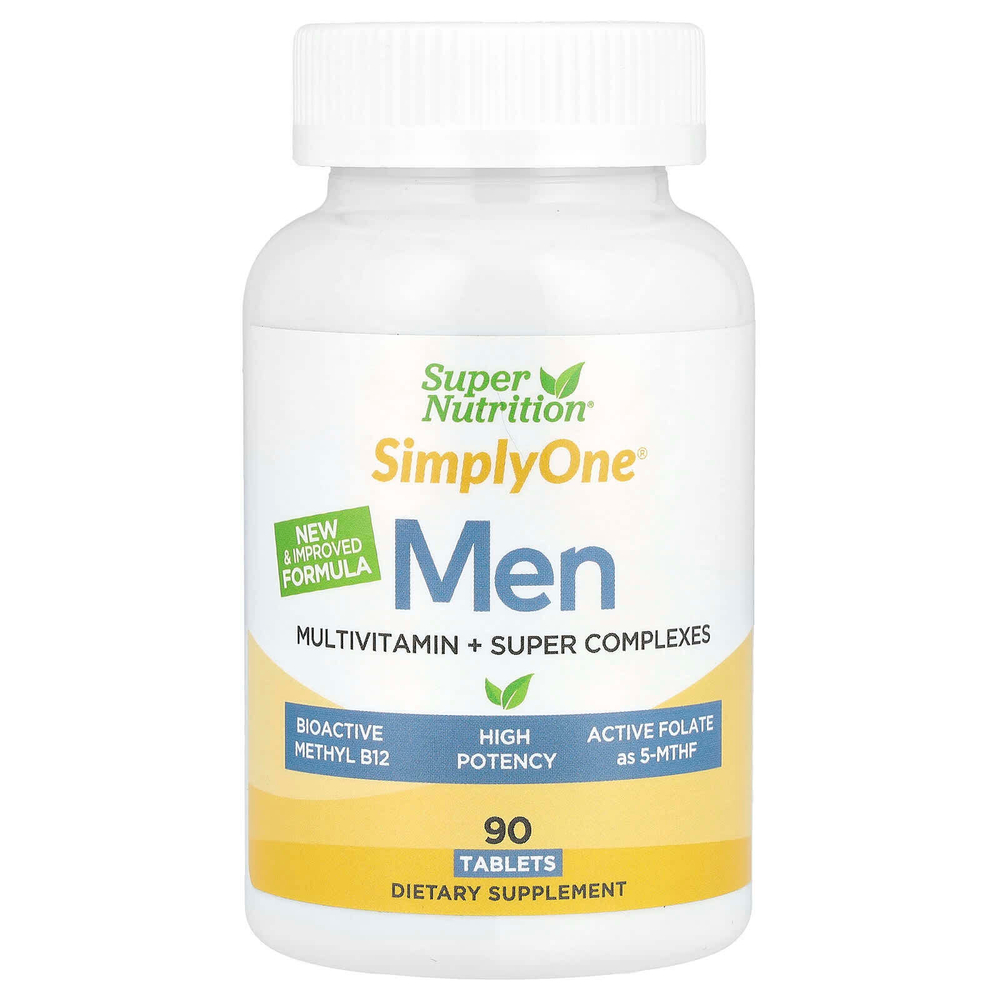 Super Nutrition, SimplyOne®, мультивитамины и суперкомплексы для мужчин, с витамином C и комплексом суперадаптогенов, 90 таблеток