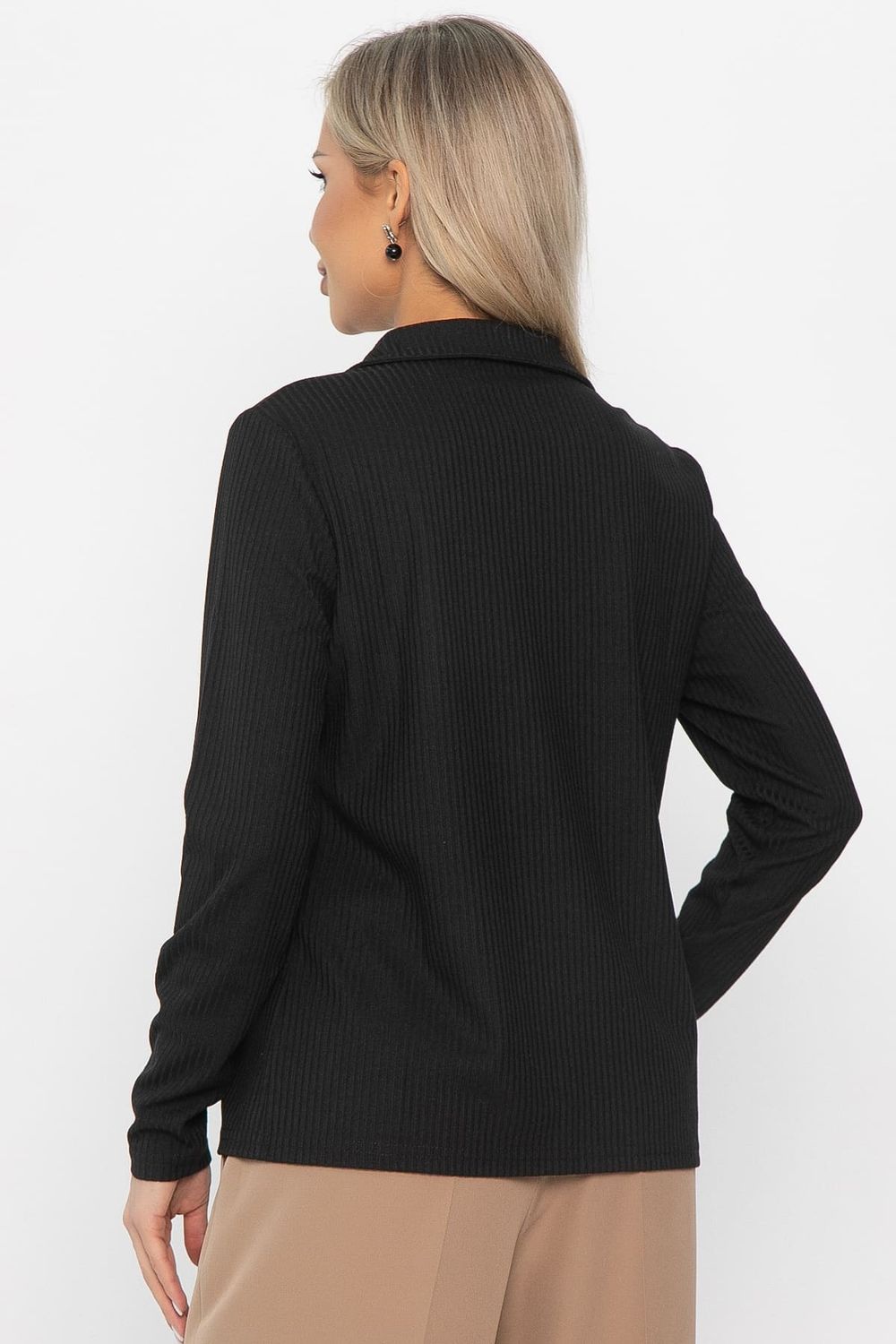 Лонгслив с воротничком Ритм жизни (черный) Б14408-6М LT Collection