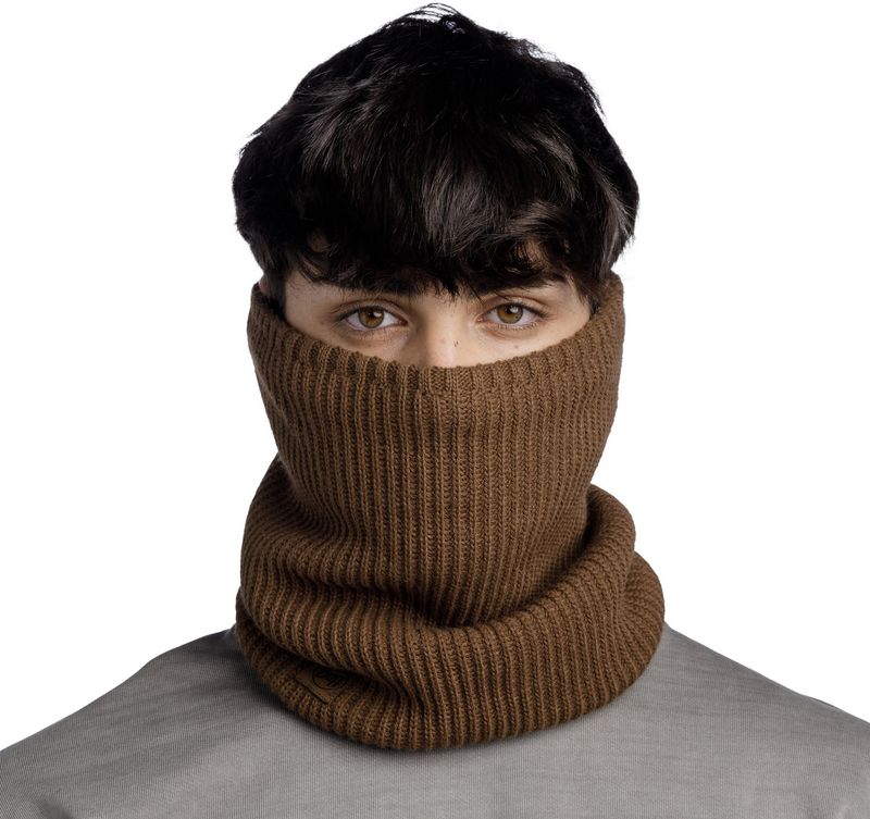 Вязаный шарф-труба с флисом Buff Knitted & Fleece Neckwarmer Rutger Brindle Brown Фото 4