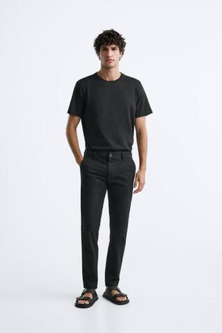 ZARA БРЮКИ ЧИНОС SKINNY FIT, ЧЕРНЫЙ