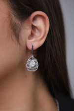 Серьги "Милора" капля с цирконами, оттенок серебро