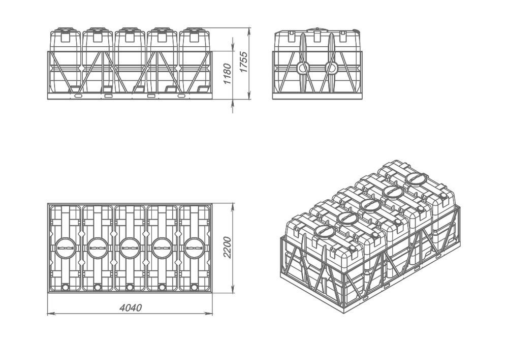 Кассета стандартная ЭкоПром SK 5 шт прямоугольная (404x220x175см;синий) - арт.555745