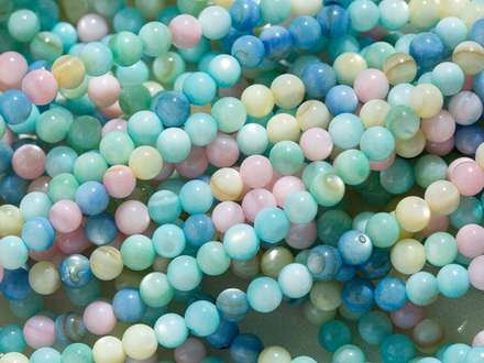 Нить бусин из перламутра микс, 3мм гладкие