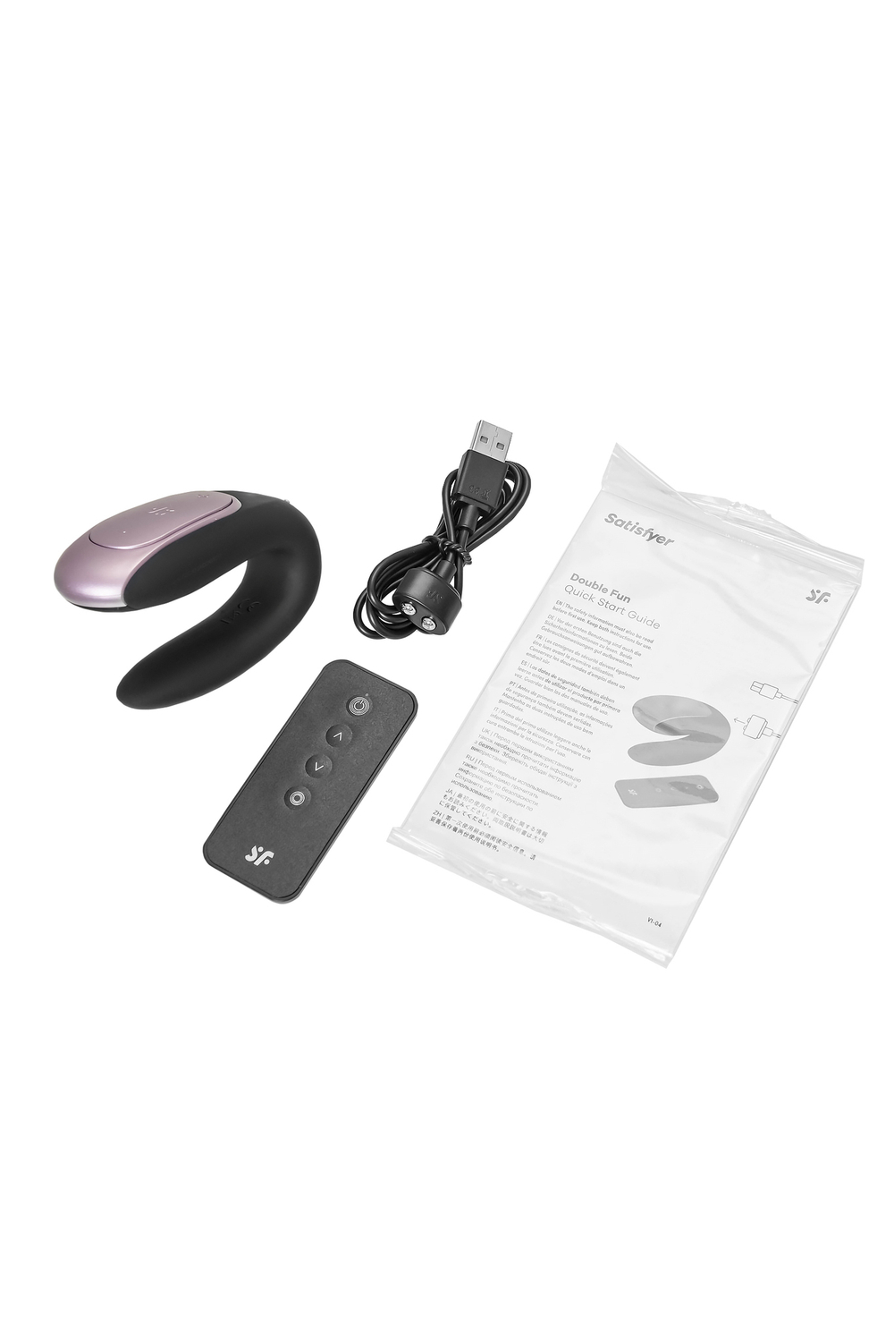 Многофункциональный стимулятор для пар Satisfyer Double Fun, с пультом ДУ, силикон, черный, 9 см