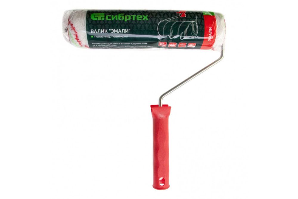 80197 Валик "Эмали", 250 мм, ворс 12 мм, D - 48 мм, D ручки - 6 мм, полиамид, полиакрил// Сибртех 80197