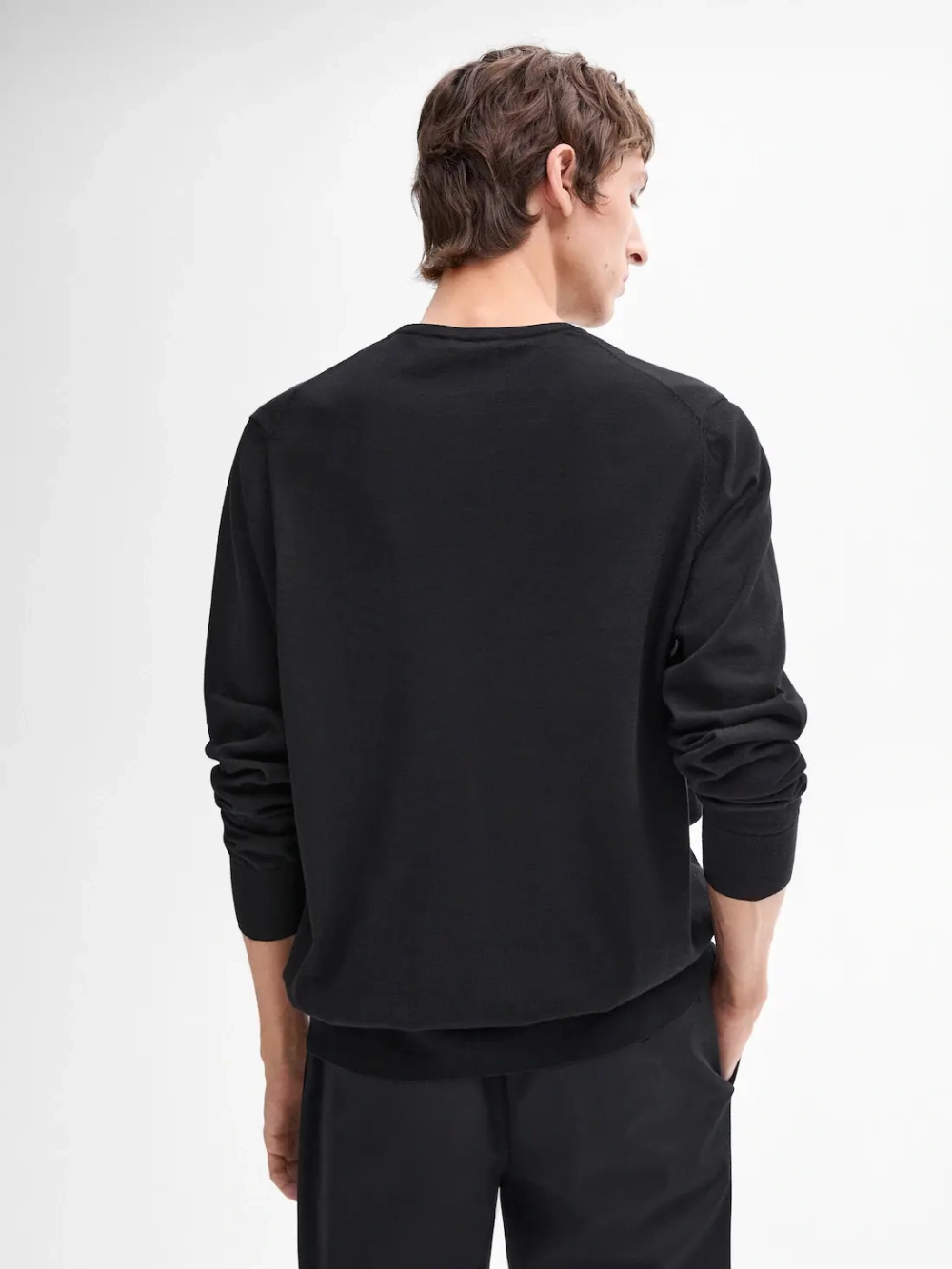 Massimo Dutti Хлопковый свитер с длинными рукавами, черный