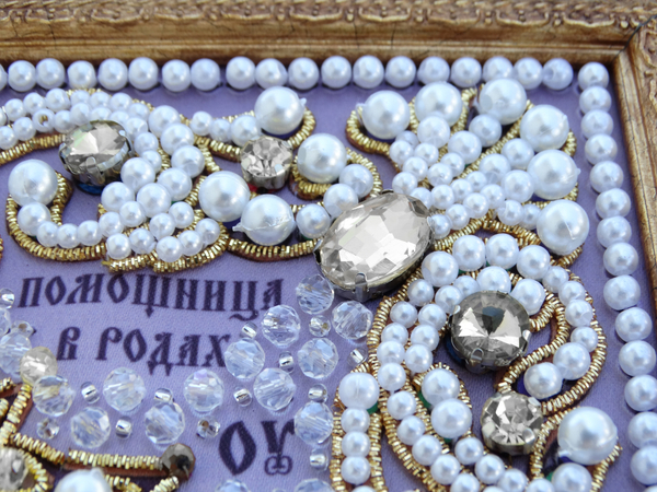 ЖС-16-ЗБ Набор для вышивания хрустальными камнями Богородица Помощница в родах (белый)