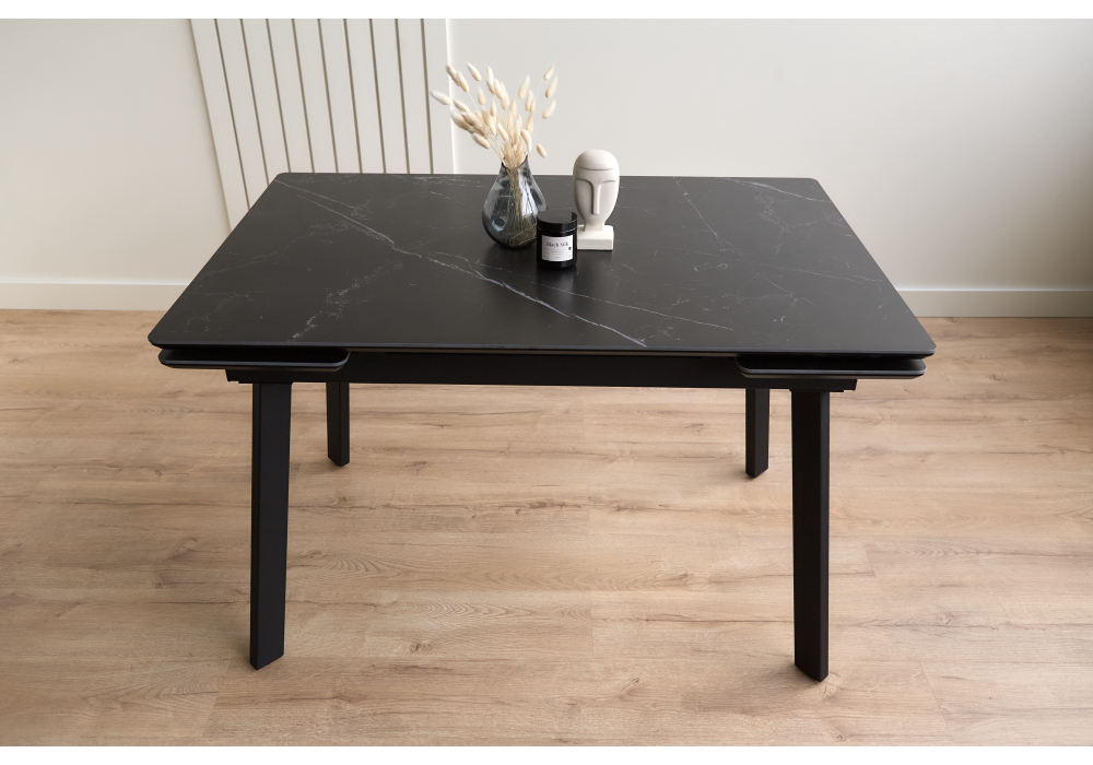 Керамический стол Woodville Норман 120(180)х80 shakespeare black, черный, ножки черные