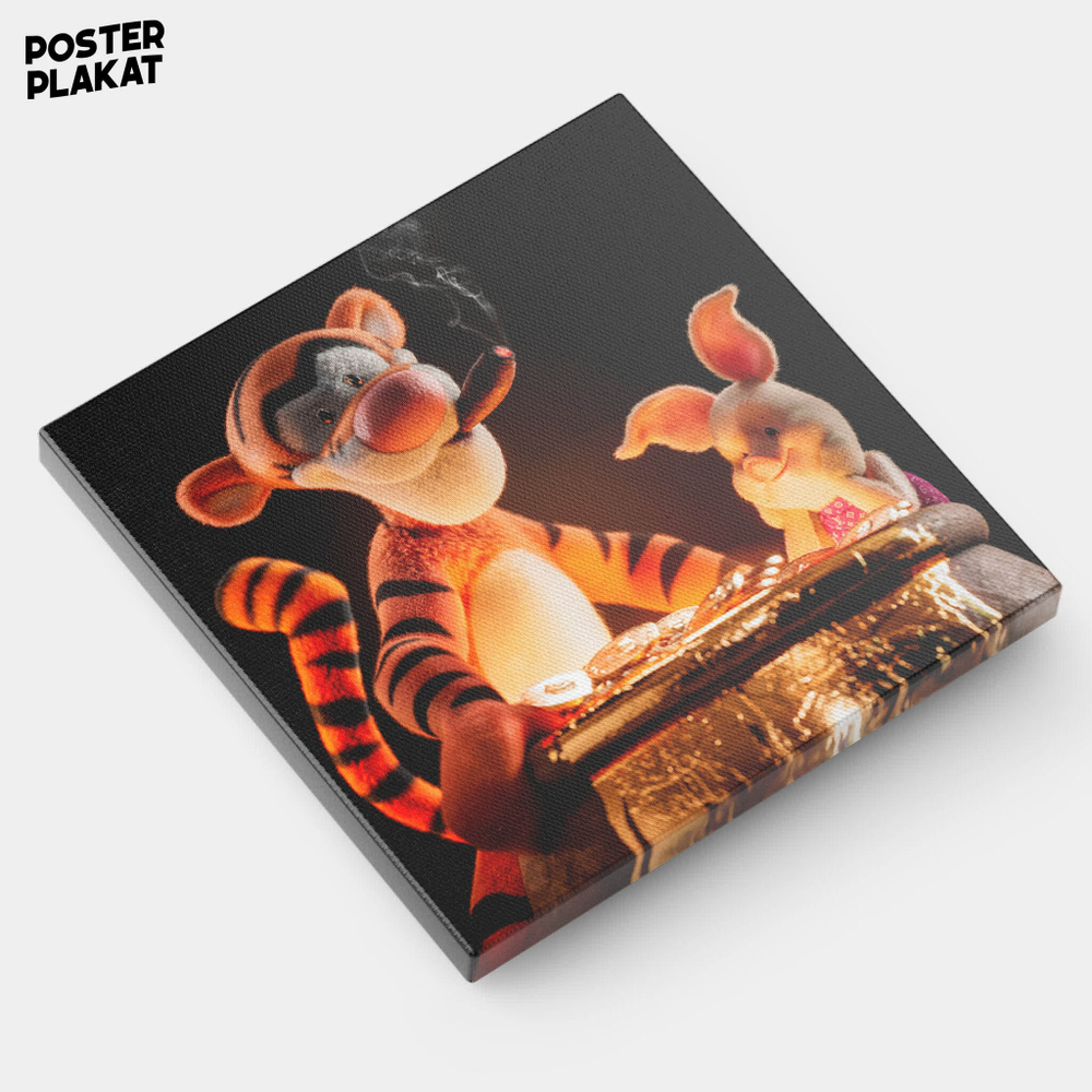 Картина для интерьера Тигра / Winnie-the-Pooh на холсте, персонаж мультфильма Дисней, холст с печатью на подрамнике, на стену, Постер Плакат