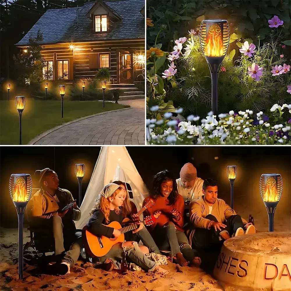 Садовый светильник "Факел" на солнечной батарее, уличный светильник, 4 шт
