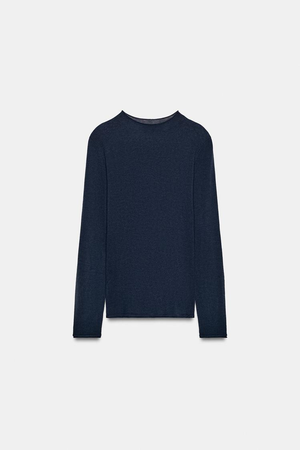 ZARA УЛЬТРАТОНКИЙ ТОП ИЗ ШЕРСТИ И ШЕЛКА, МОРСКОЙ СИНИЙ