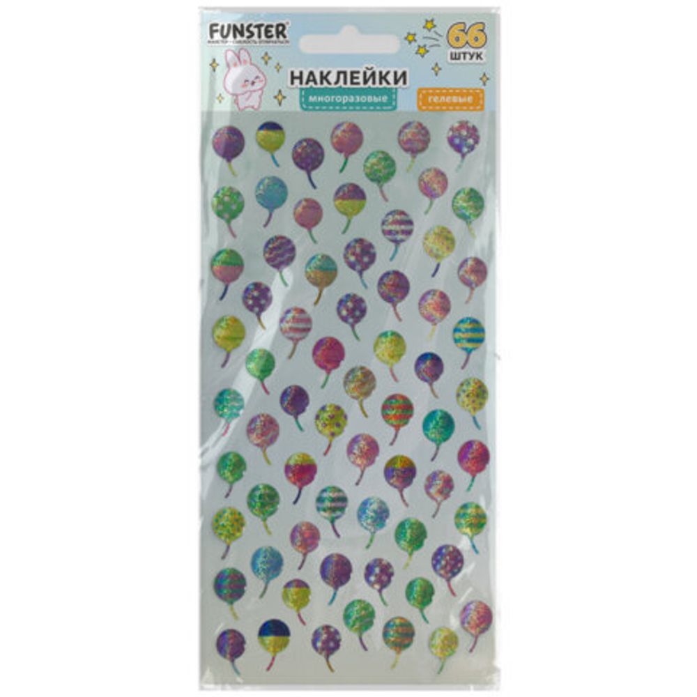 Наклейки гелевые "Яркое ассорти", 17,5х9 см, ассорти 8 видов, FUNSTER (ФАНСТЕР), 666101