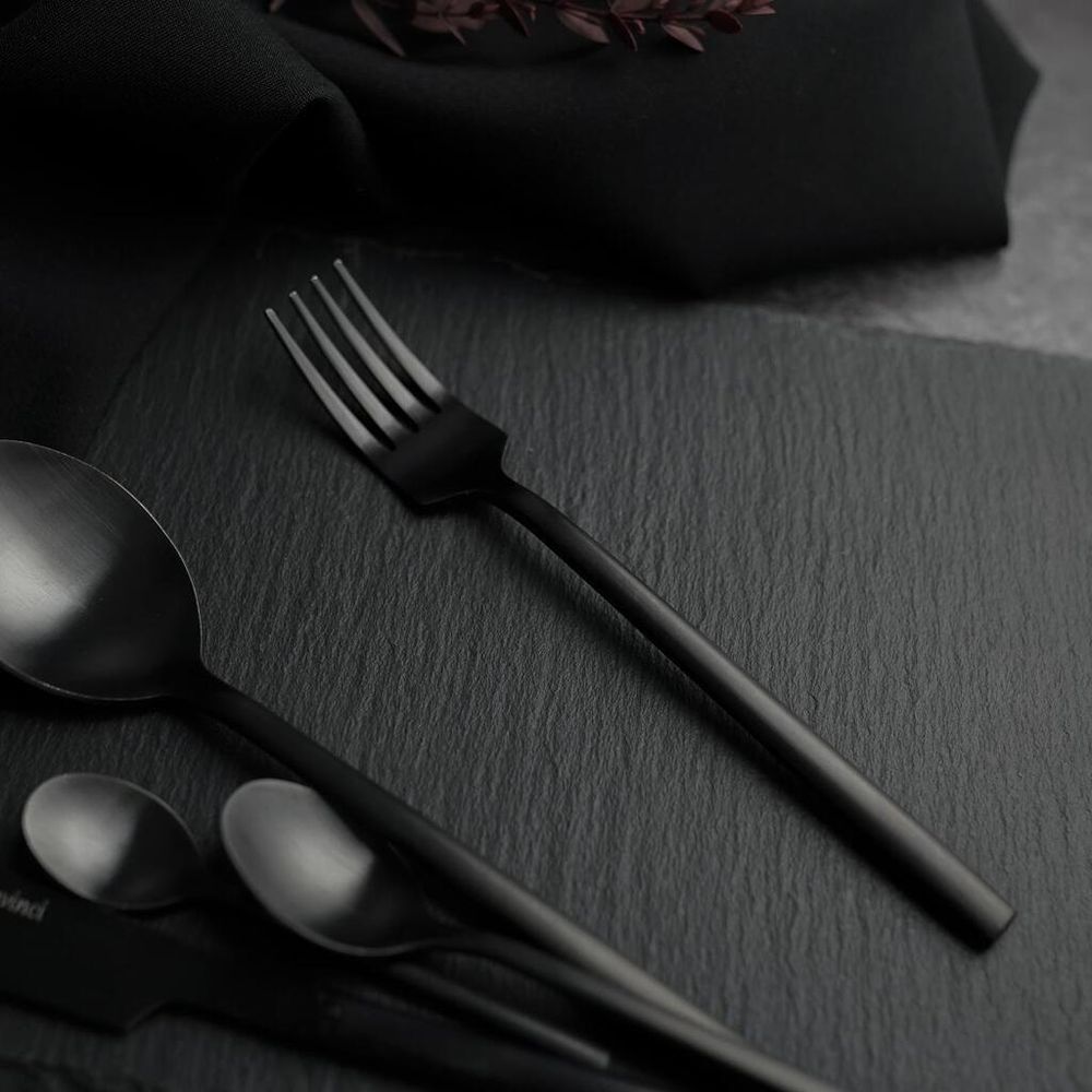 Вилка столовая 19 см матовая черный цвет   PVD P.L. - Davinci [12]