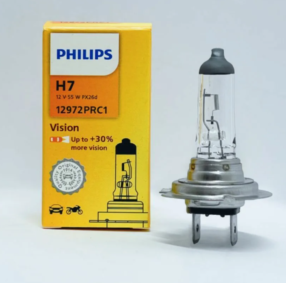 Автолампа H7 12V 55W (PX26d) Philips  +30% Vision Premium 12972PRC1 (CN) КИТАЙСКИЙ ЗАВОД ORIGINAL