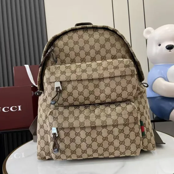 Рюкзак Gucci с логотипом бренда, коричнево-бежевый
