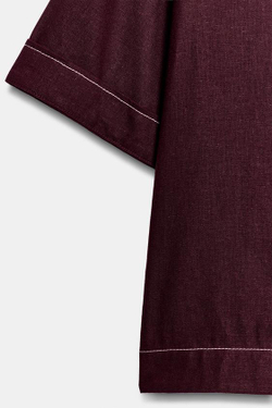ZARA ТОП ИЗ ЛЬНА С КОНТРАСТНОЙ ОТДЕЛКОЙ, БУРГУНДИ